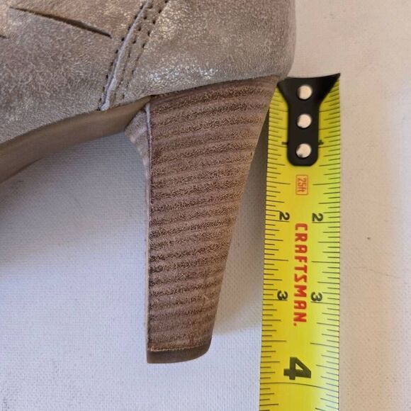 Paul Green Womens Suede Metallic Perforated Tracy Heel Booties Platinum Size 8 - Picture 9 of 12